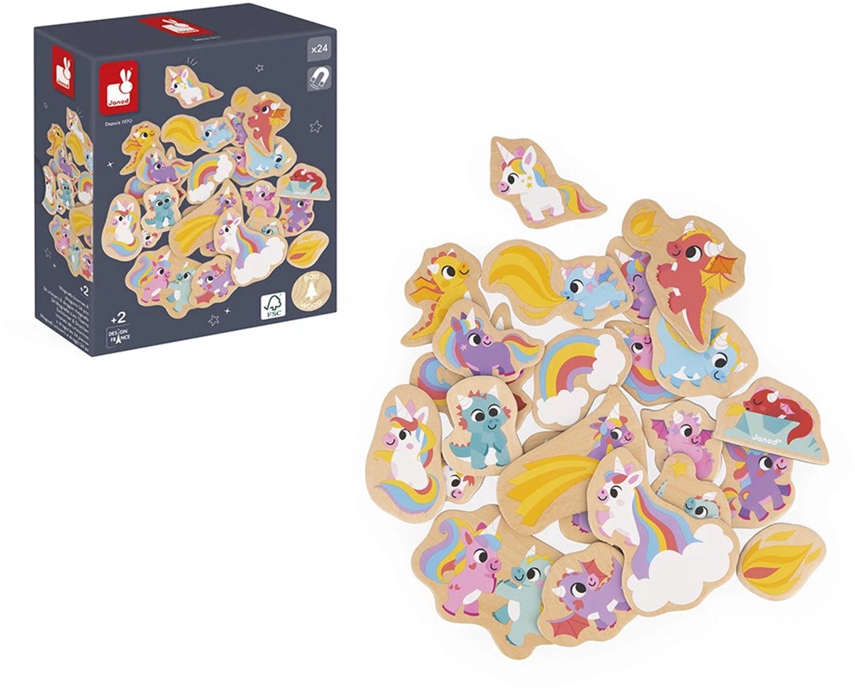 Janod - set d'aimants - licornes et dragons