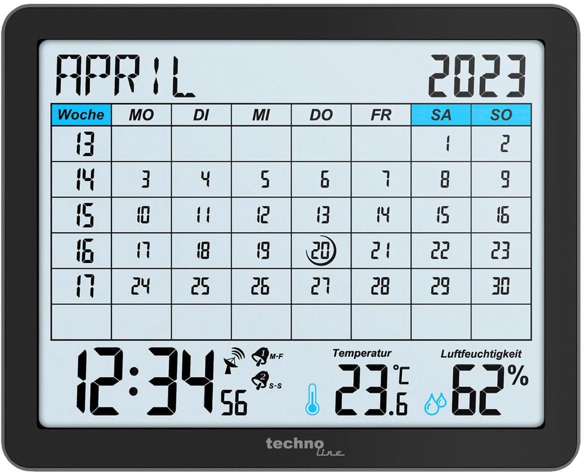Calendrier numérique Nexttime technoline wt 2600 172x139x21mm noir