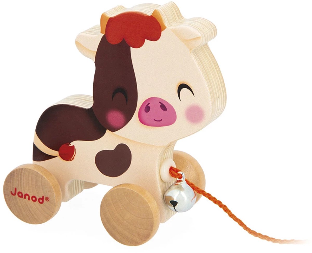 Janod - ferme - figurine à tirer vache