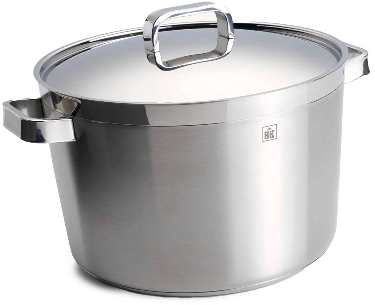 Poêle conique BK 24 cm - 6 l - sans revêtement antiadhésif sans PFA - poêle à induction - poêle en céramique - passe au four jusqu'à 230°c - poignée froide - argent