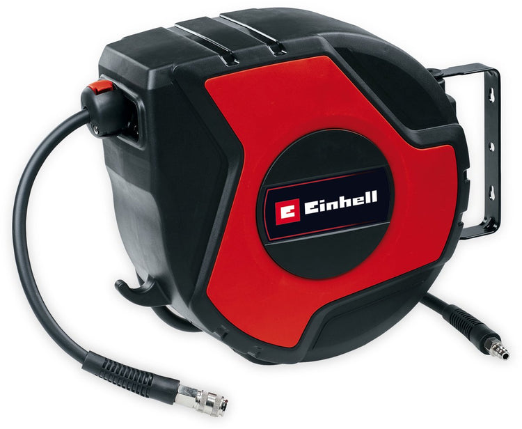 Enrouleur de tuyau d'air comprimé Einhell tc-ph 150 - longueur de tuyau 15 m + 1,5 m de tuyau de raccordement - diamètre intérieur du tuyau 9 mm - max. pression de service 16 bar - incl. support mural