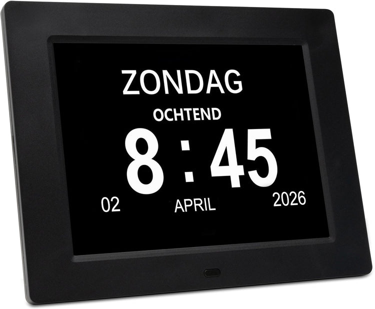 Pora co - horloge numérique pour la démence XL - horloge calendrier avec date et jour - fonction alarme - 7 pouces - horloge Alzheimer - interface différente à l'arrière, vous pouvez régler l'analogique ou le numérique