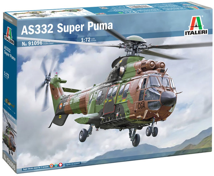 Kit de construction de maquettes Italeri véhicules militaires - 91096 eurocopter as332 super puma - plastique hélicoptère français - 1:72 - modélisme