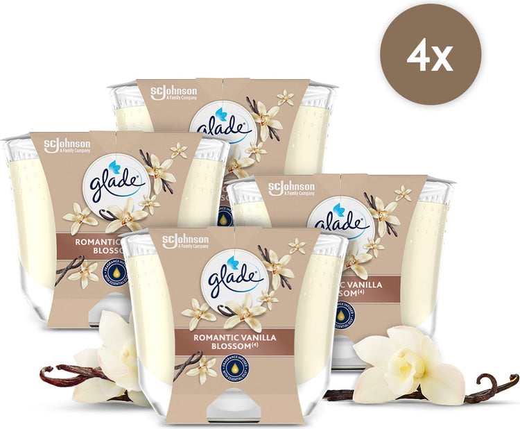 Glade bougie longue combustion romantique fleurs de vanille 100% cire de colza