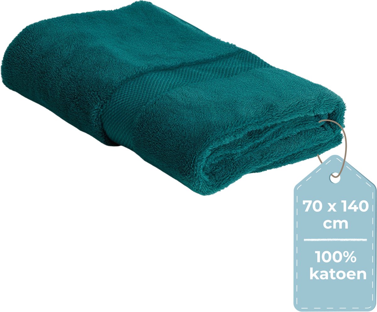 Faire taire. serviette de bain Living Hush Living - par pièce - 70×140 cm - 100% coton - qualité lourde 500g m2 - bordure élégante et boucle de suspension - vert foncé
