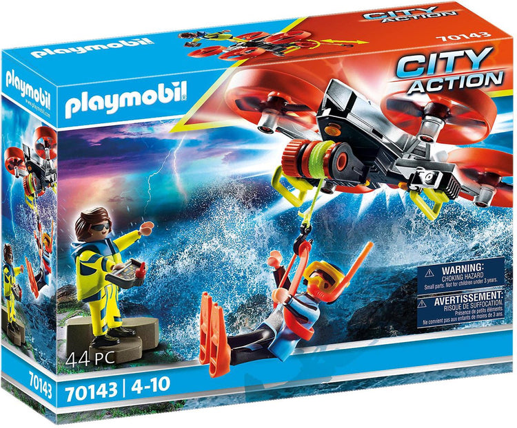 Playmobil city action sauvetage en mer : plongeur sauveteur avec drone de sauvetage - 70143