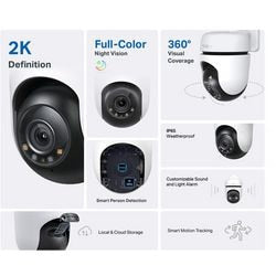 Tp-link tapo - caméra de sécurité - rotative à 360° - vision nocturne - résistant à l'eau