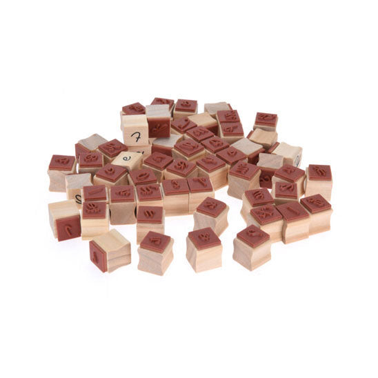 Ensemble de timbres en bois d'alphabet, 54dlg.