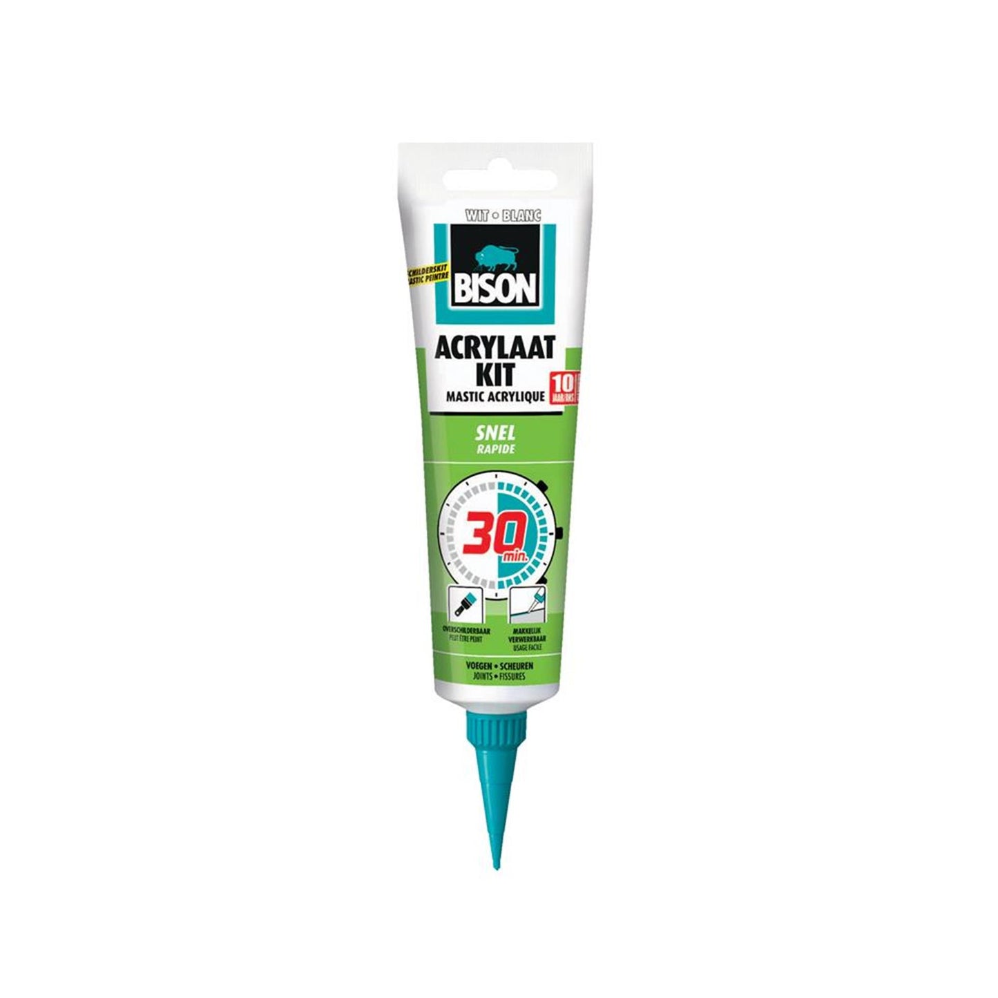 Mastic acrylique Bison 30 minutes blanc 150ml