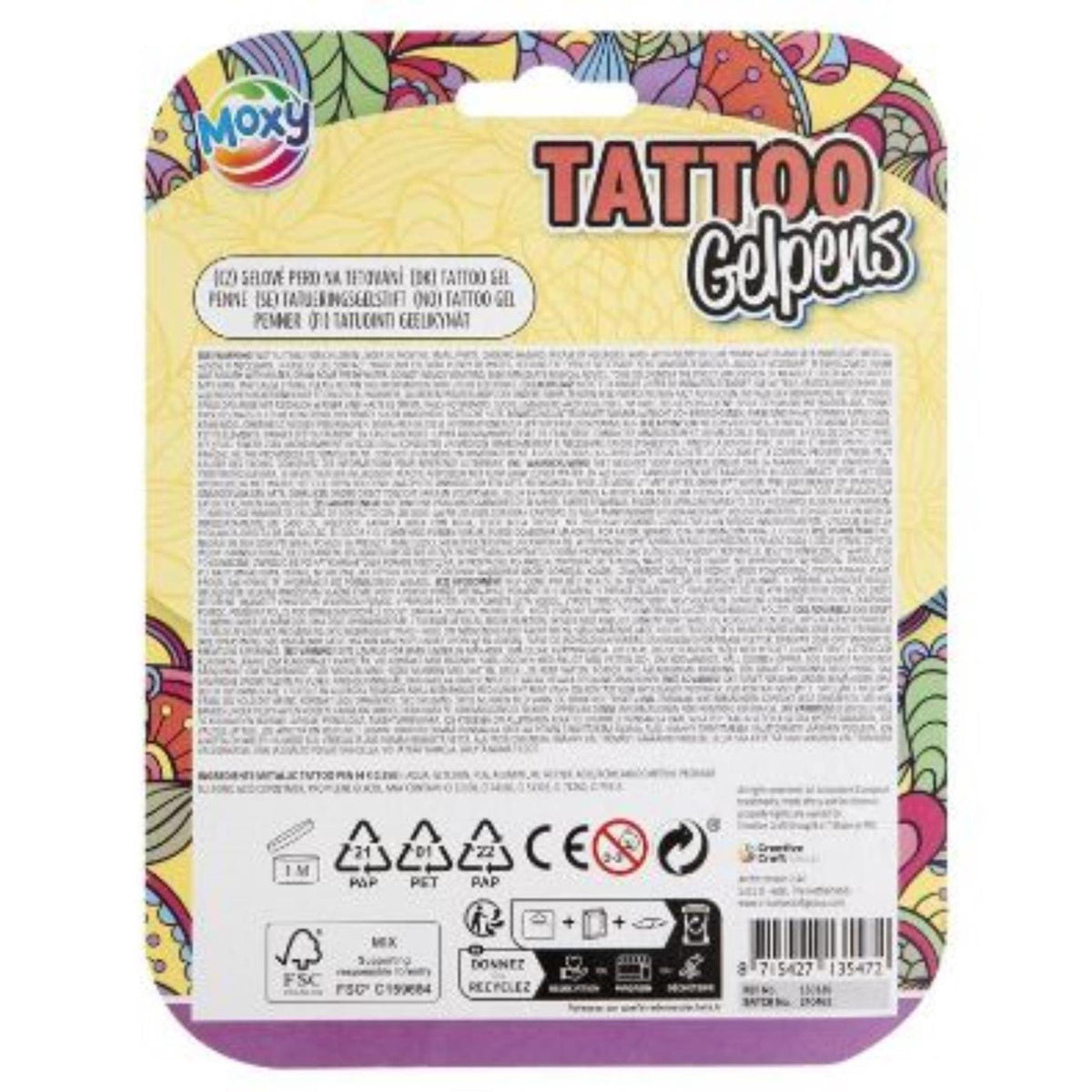 Creative Craft Group Tattoo Gelpennen Metallic avec modèle, 4st.