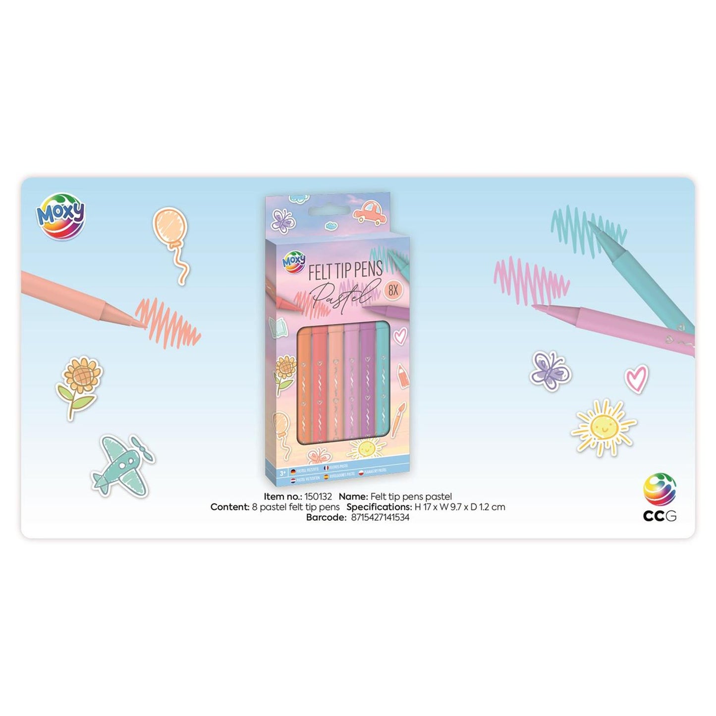 Creative Craft Group Felt -Tip Pens pastel, 8e.