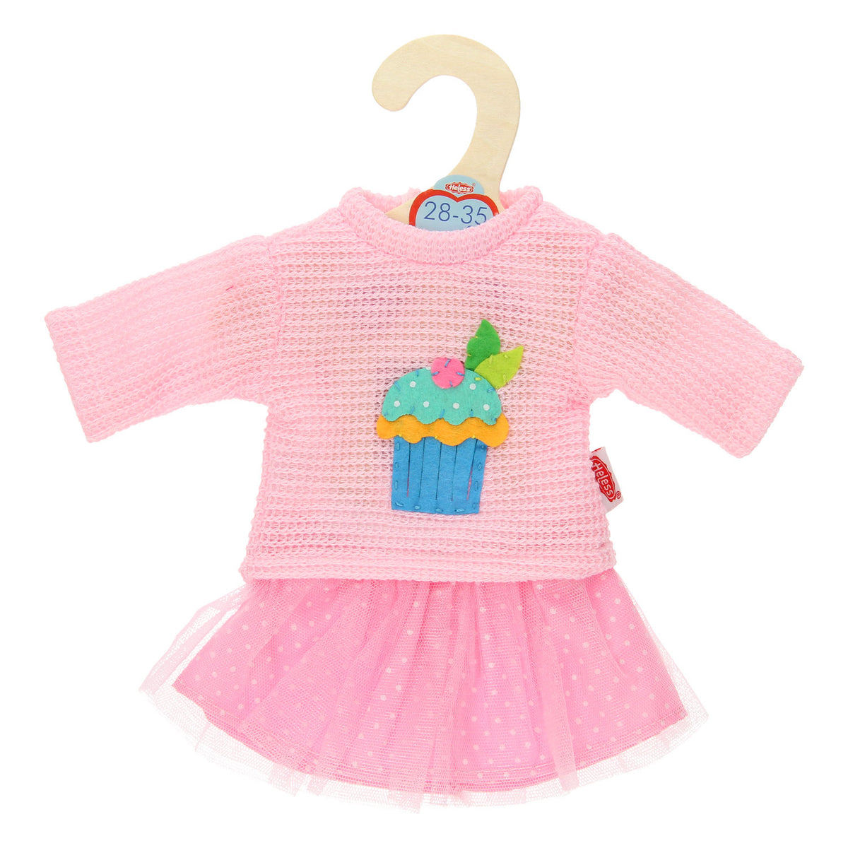 Pull de poupée avec jupe rose, 28-35 cm