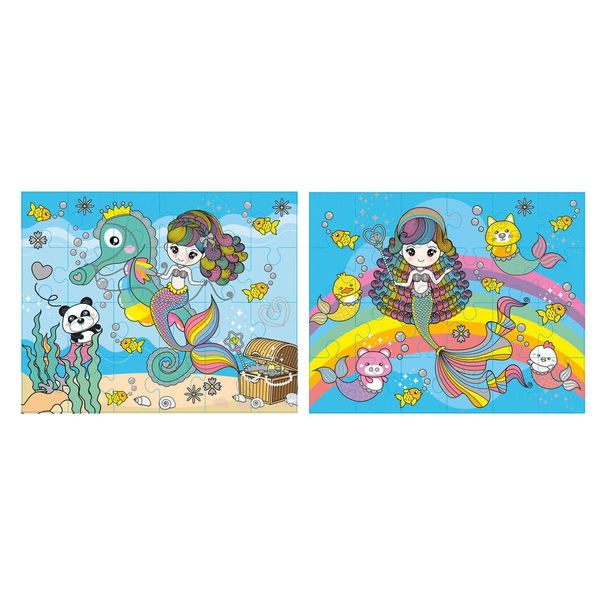 Grafix Glitter Puzzle Set Mermaid, 2x24st.