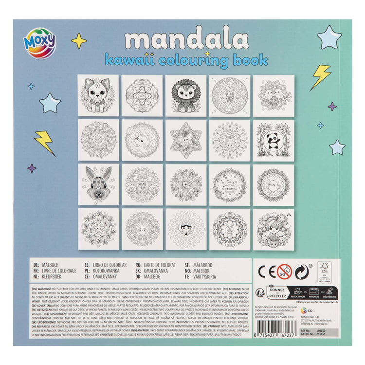 Livre de coloriage mandala kawaii de groupe d'artisanat créatif - 20 feuilles