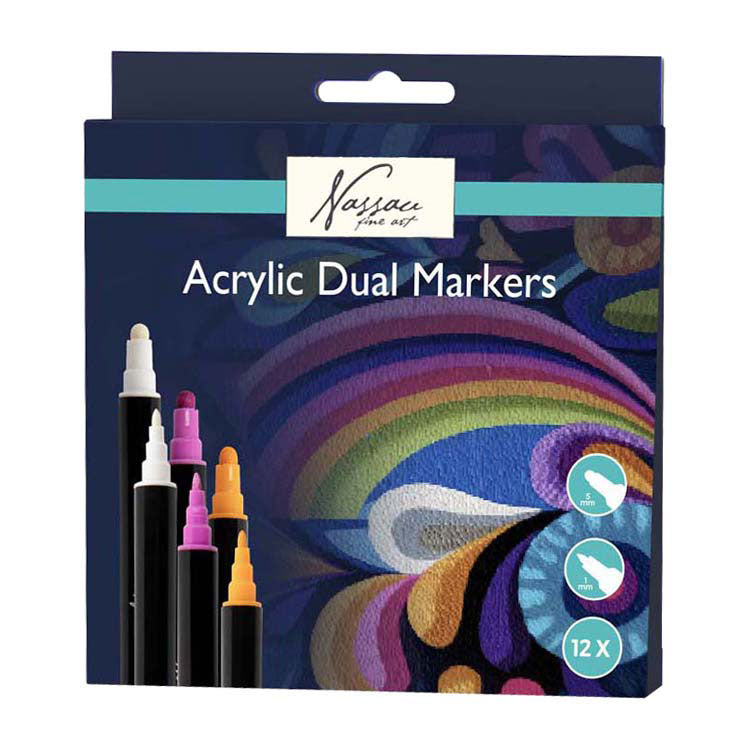 Creative Craft Group Nassau Marqueurs acryliques à double pointe – 12 pièces.