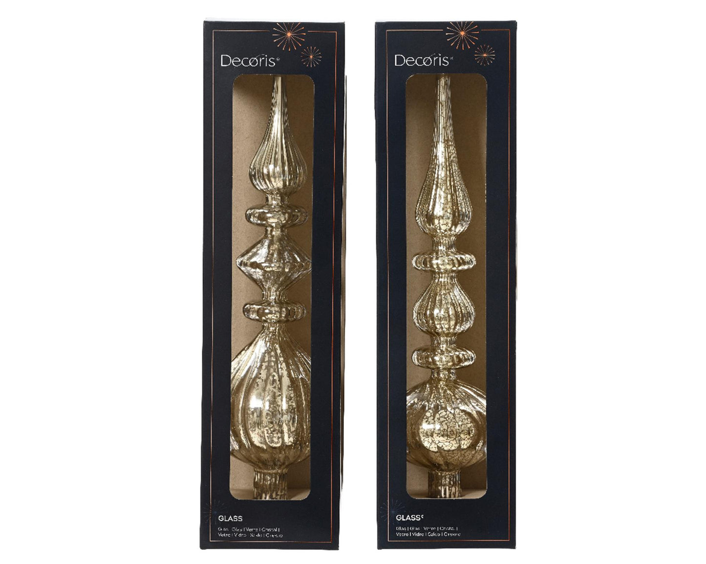 Decoris pic verre antique argent h35cm