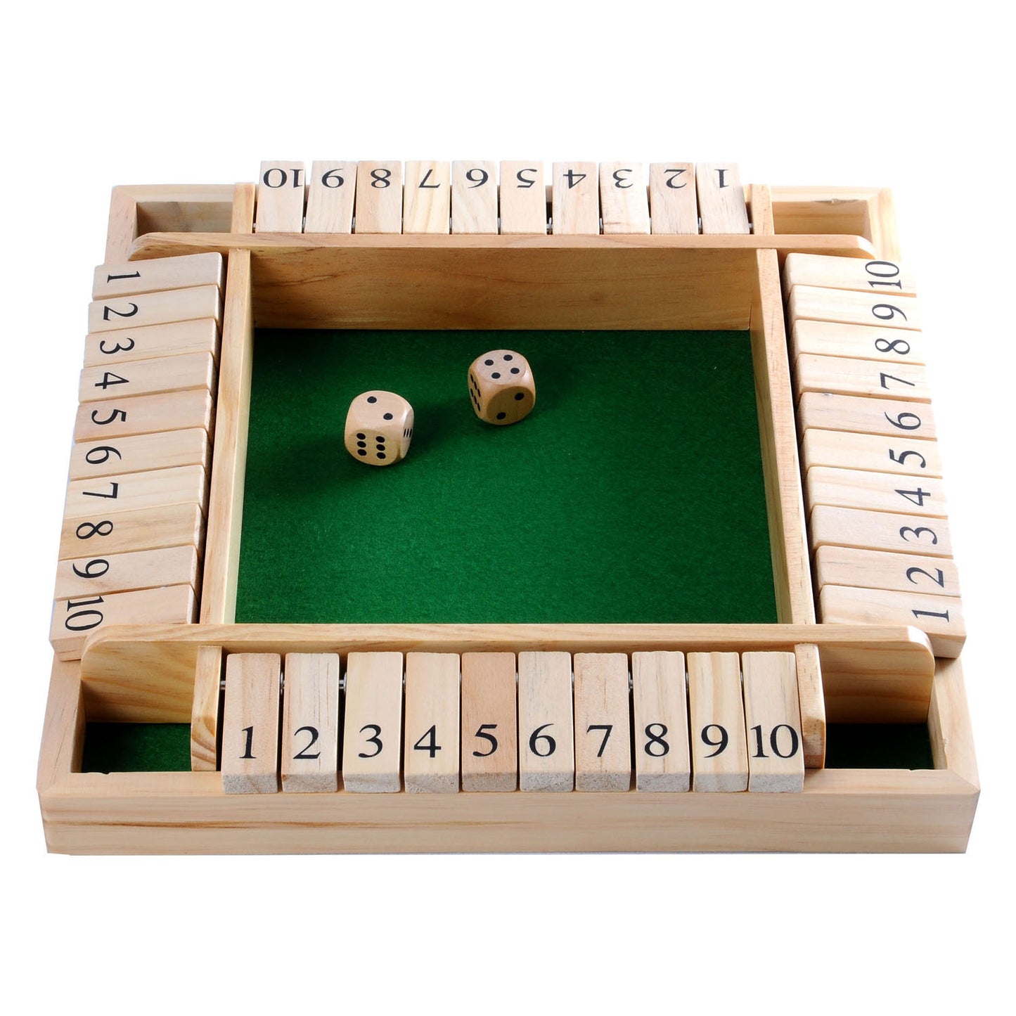 Fermez la boîte Houten Dice Game, 4 joueurs