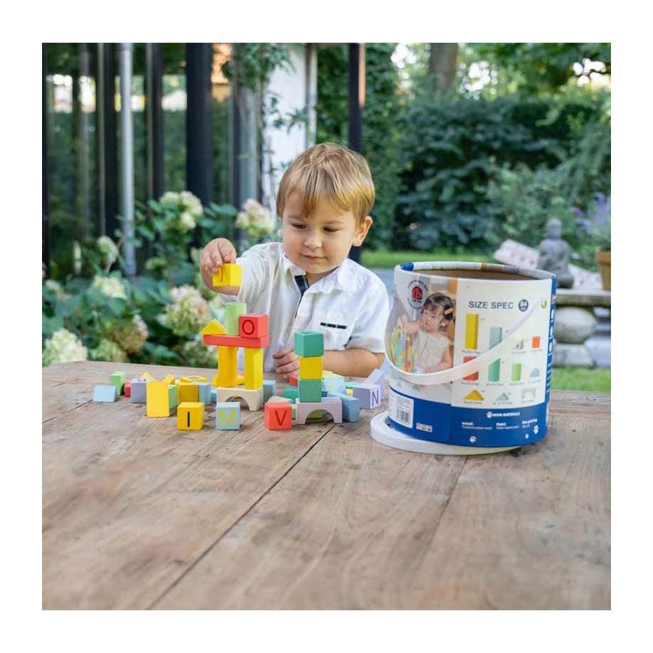 Blocs de construction en bois couleur, 84 pcs.