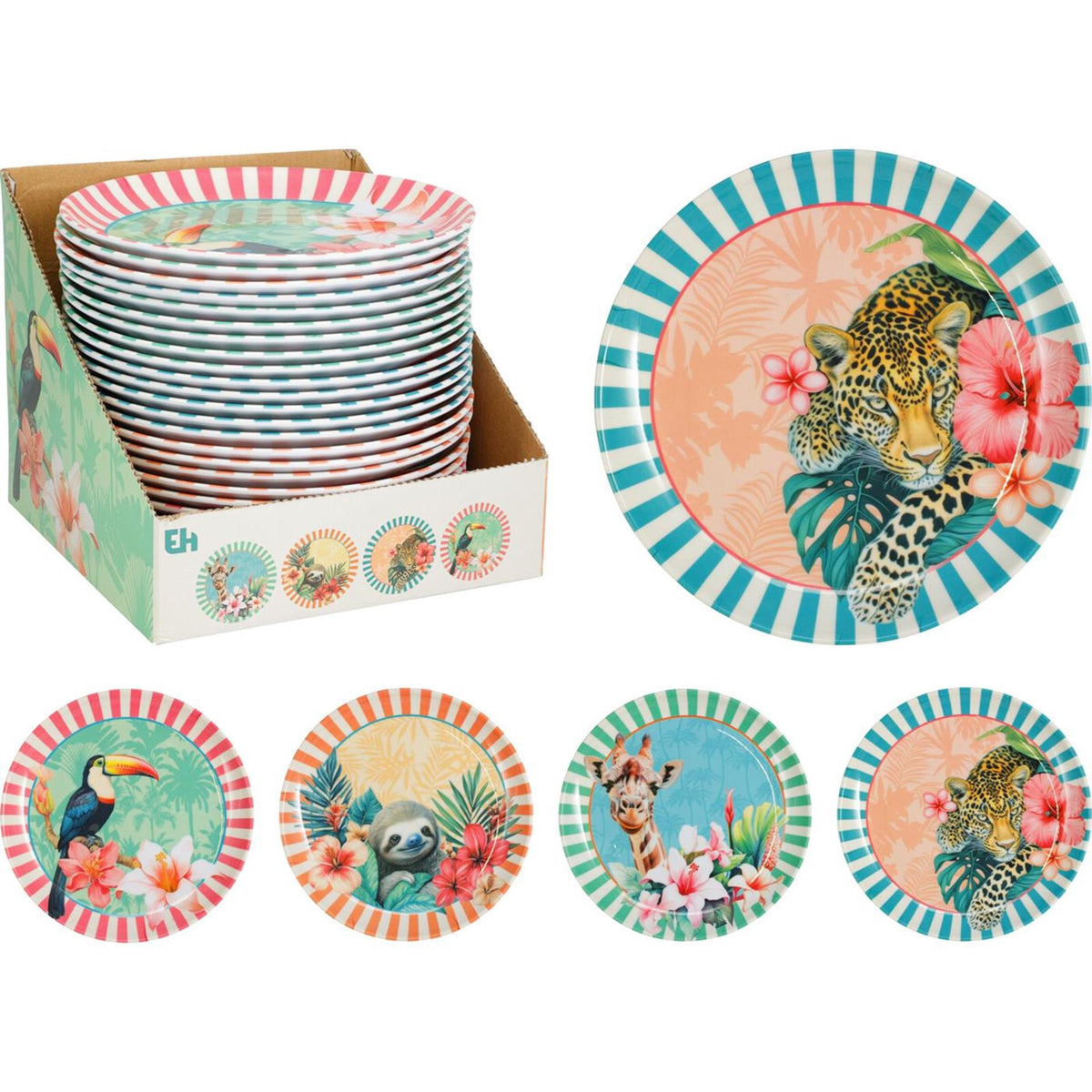 Excellente assiette plate mélamine ø20cm tropical