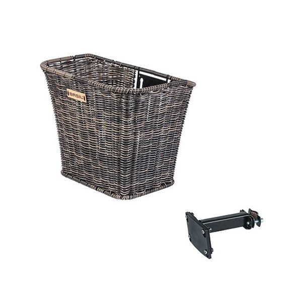 Basil Bremen Rattan Look FM - Panier à vélo - d'abord - y compris Basil FM Stud proprement