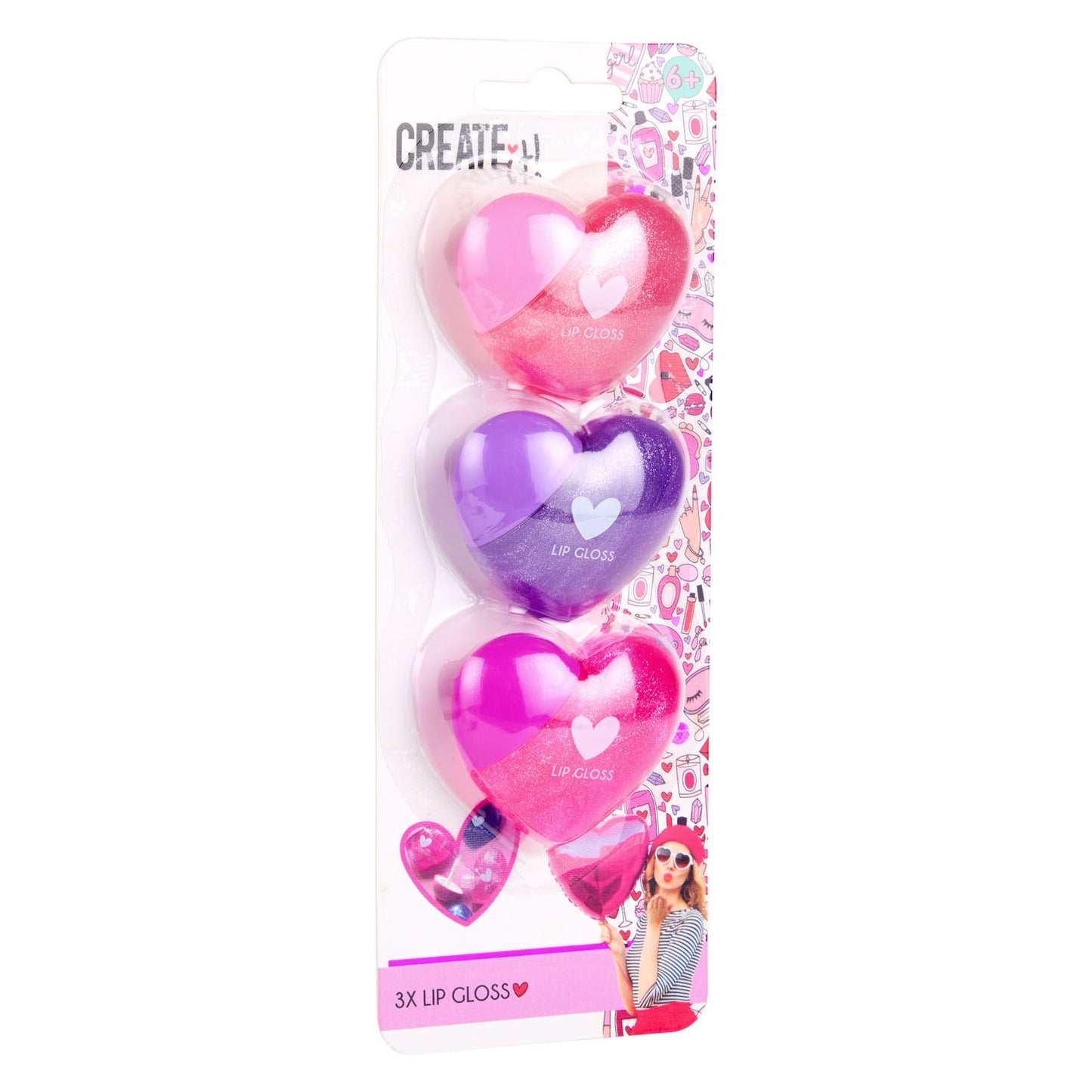 Créez-le ! Baume à lèvres coeur, 3 pcs.