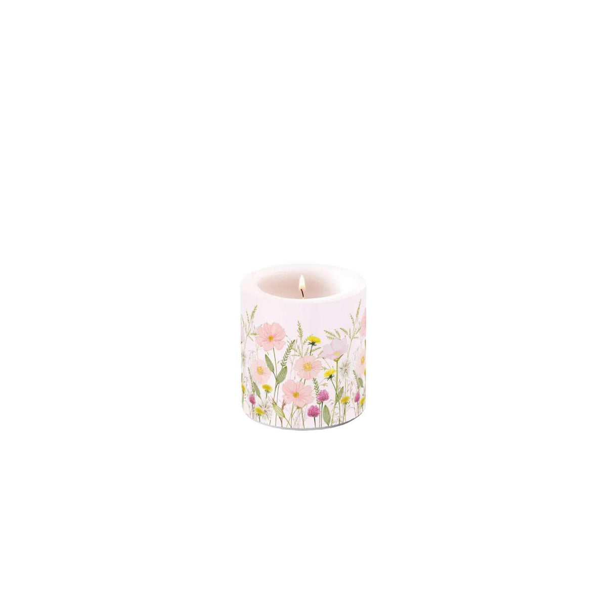 Bougie d'ambiance petites fleurs pastel rose