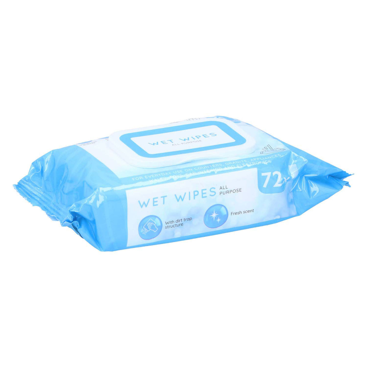 Lingettes nettoyantes humides tout-en-un, 72 pièces.