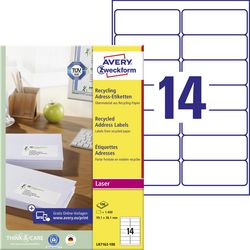 Étiquettes recyclées pour imprimantes laser quickpeel lr7163-100 99,1x38,1mm