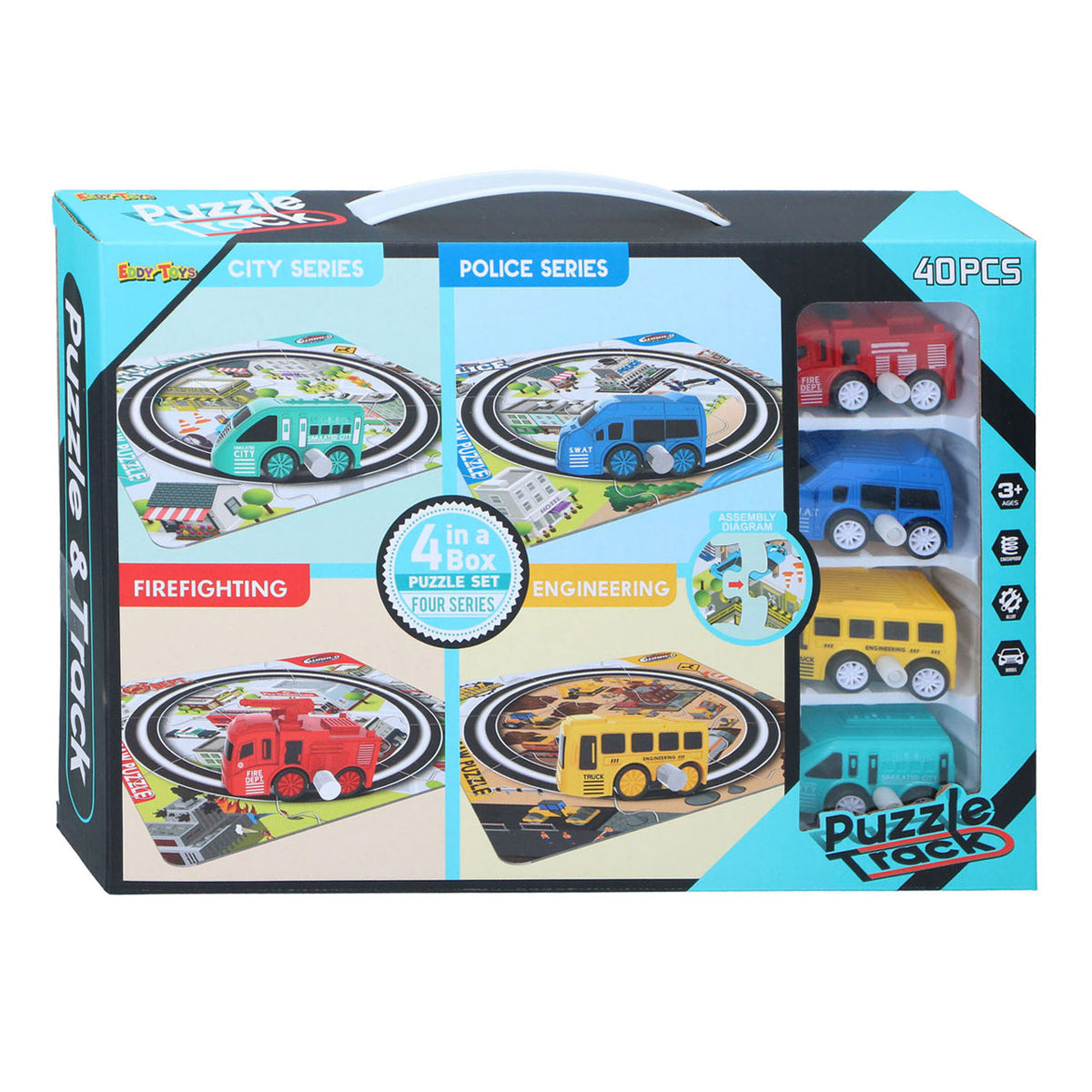 Puzzles de chemin de fer fixés avec véhicule, 40dlg.