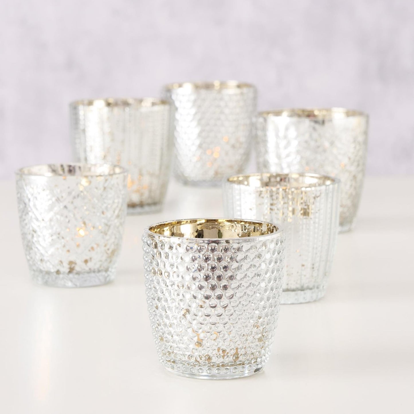 Boltze home photophore verre argent 2 pièces.