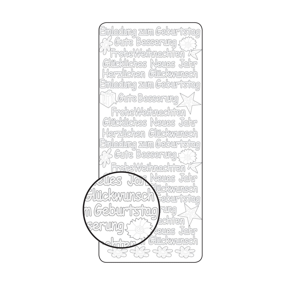 Vaessen creative • autocollant 10x23cm 10pcs argent divers textes allemands