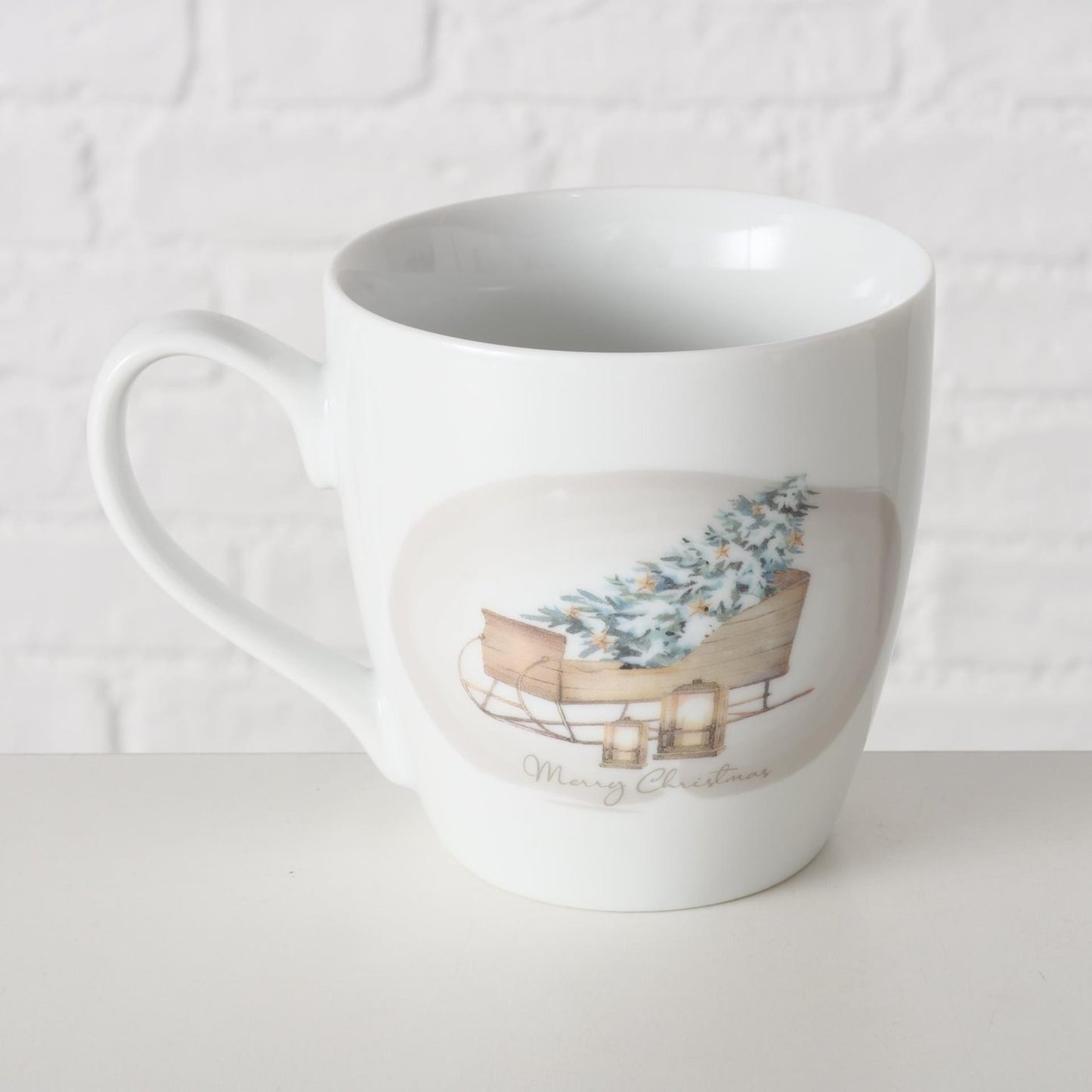 Boltze home tasse traîneau avec sapin de noël 480 ml