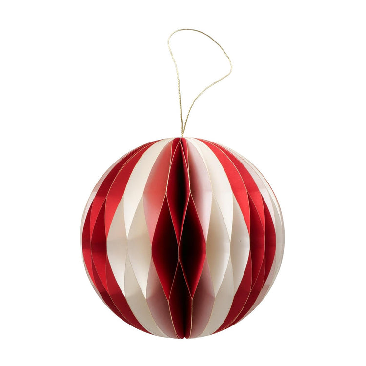 Boltze home Boule de Noël yorki ø12cm papier blanc rouge mat