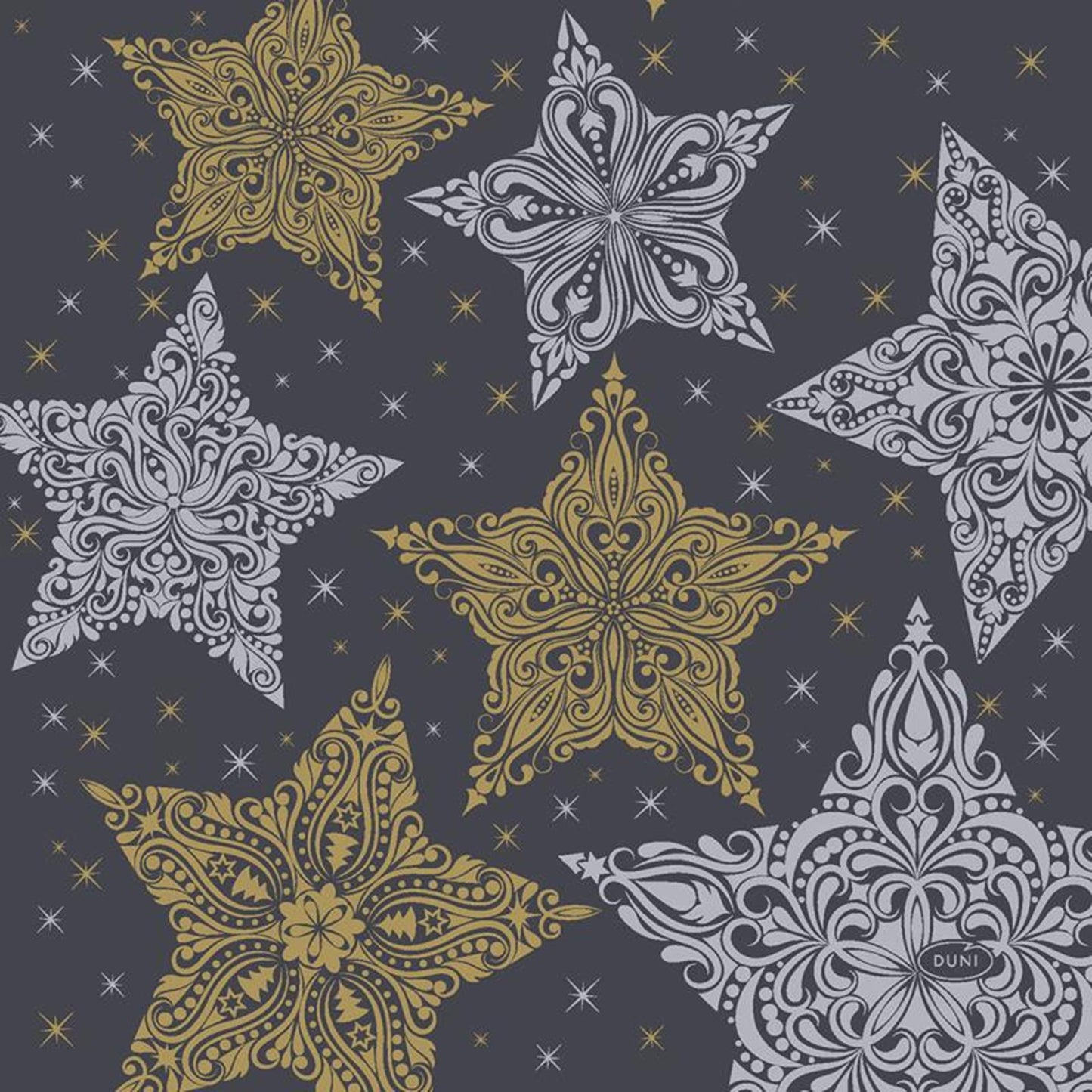 Serviettes Duni étoiles de neige noires 33x33cm