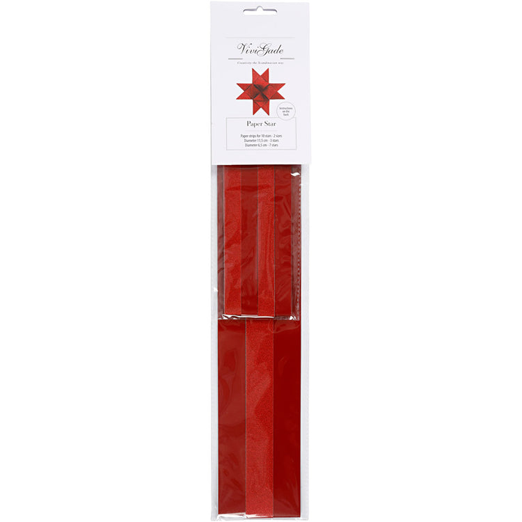 Bandes de tressage en papier Vivi Gade, l: 44+78 cm, l: 15+25 mm, d 6,5+11,5 cm, paillettes, vernis, rouge, 40 bandes 1 boîte
