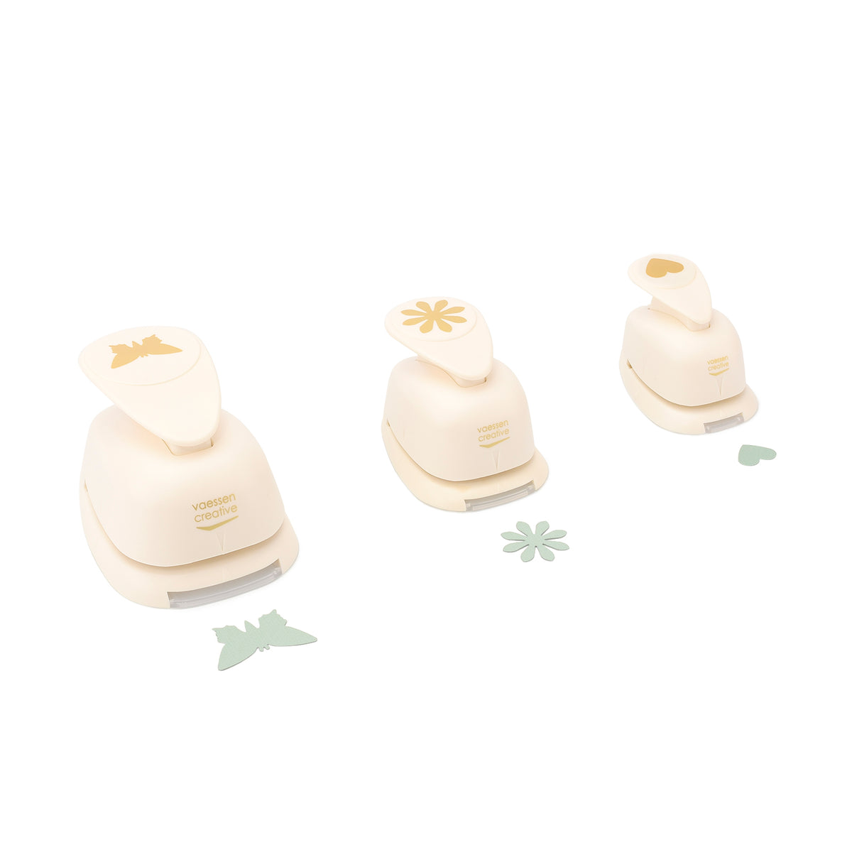 Vaessen creative • set de poinçons figurines coeur fleur papillon 3 pcs.