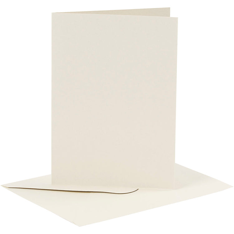Cartes et enveloppes d'entreprise Creativ, format carte 10,5x15 cm, format enveloppe 11,5x16,5 cm, 110+230 gr, blanc cassé, 6 set 1 boîte