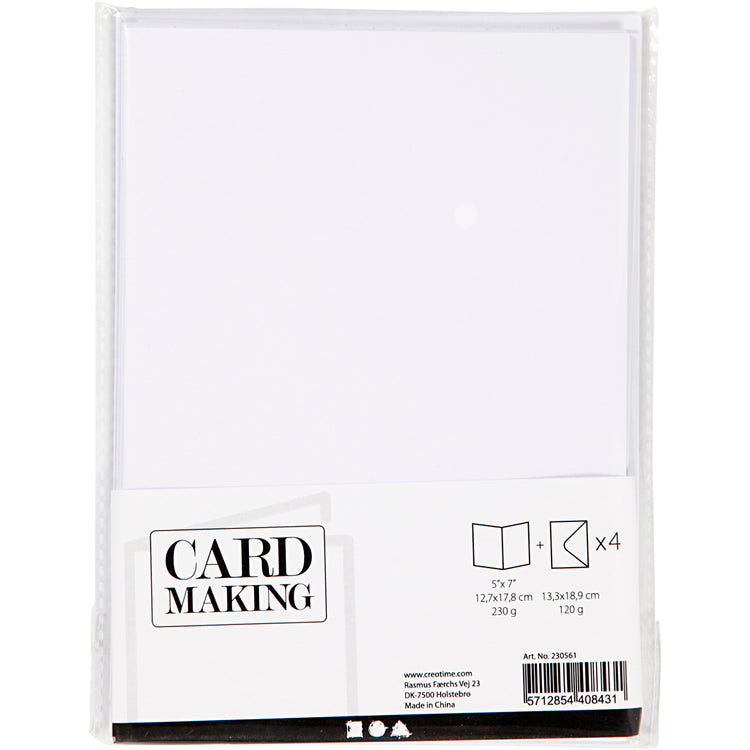Cartes et enveloppes d'entreprise Creativ, format carte 12,7x17,8 cm, format enveloppe 13,3x18,5 cm, 230 gr, blanc, 4 set 1 boîte