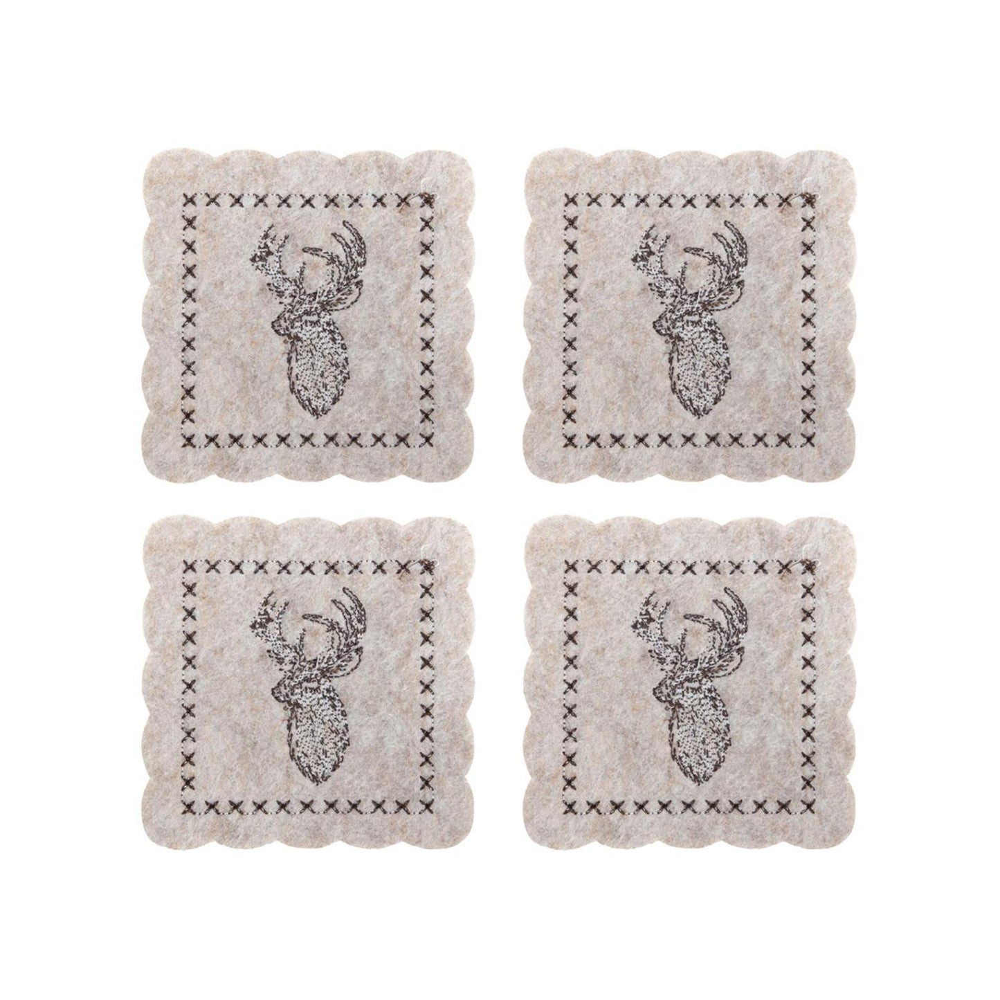 Svenska Living dessous de verre renne feutre lot de 4 10cm