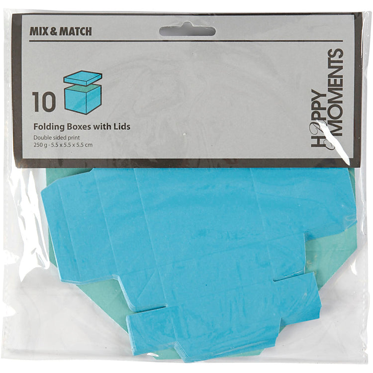Boîte pliante Creativ company, dimension 5,5x5,5 cm, 250 g, turquoise clair turquoise foncé, 10 pièces 1 boîte