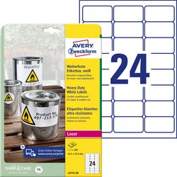 Etiquettes ultra résistantes avery l4773-20 63,5x33,9mm 20 feuilles