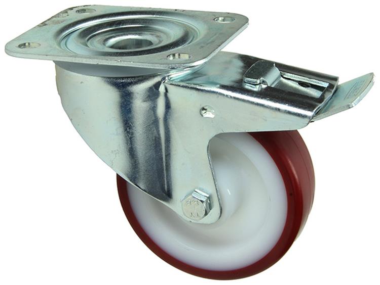 Mack by Tente 1058933 - roue pivotante, bande de roulement PU pulvérisée, jante en nylon pl et frein 100 mm | 4 pièces
