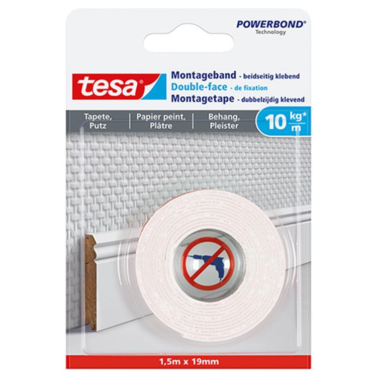 Tesa 1051181 - ruban de montage powerbond® surfaces sensibles 1,5m:19 | 10 pièces