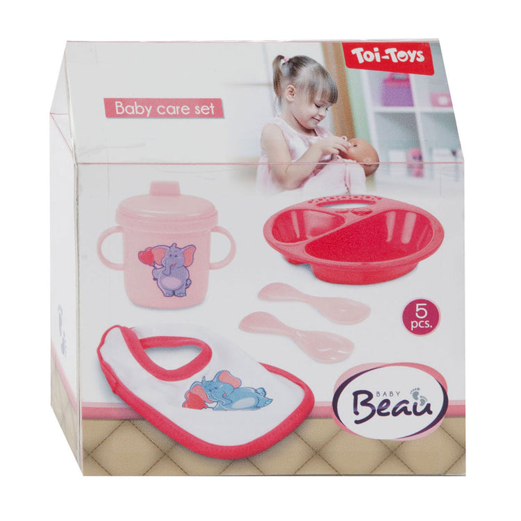 Bébé beau bébé babypop avec bavoir et vaisselle, 5dlg.