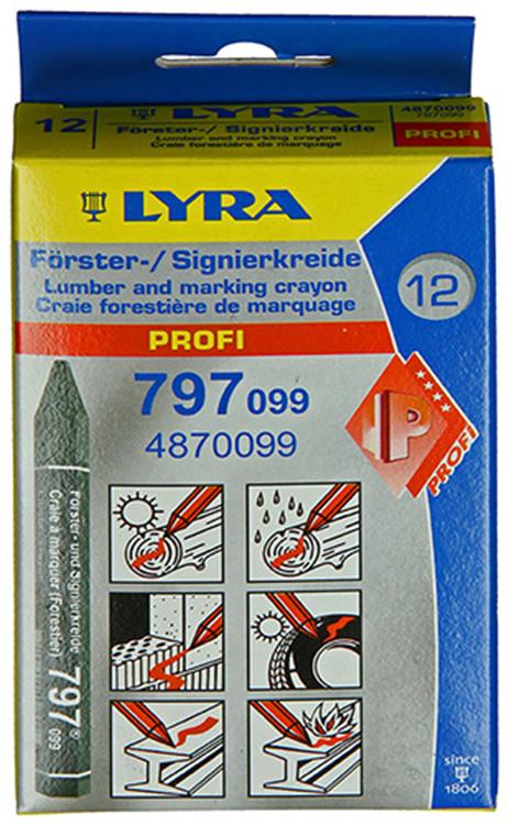 Lyra 1004744 - craie de marquage 12pcs ø12x120mm noir | 4 pièces