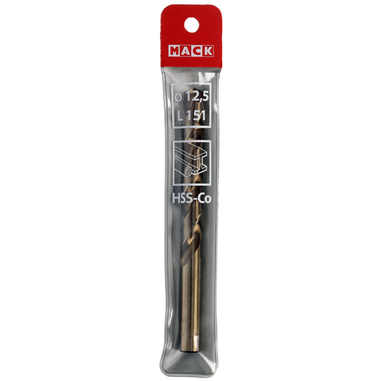 Mack 1018206 - foret à métaux hss co5% din 338 ø 12,5 x 151 mm | 5 pièces