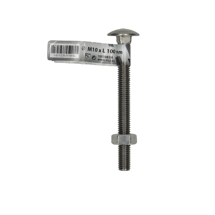 Mack 1019834 - boulon à bois + écrou acier inoxydable 1 pièce m10 x 100 mm | 10 pièces