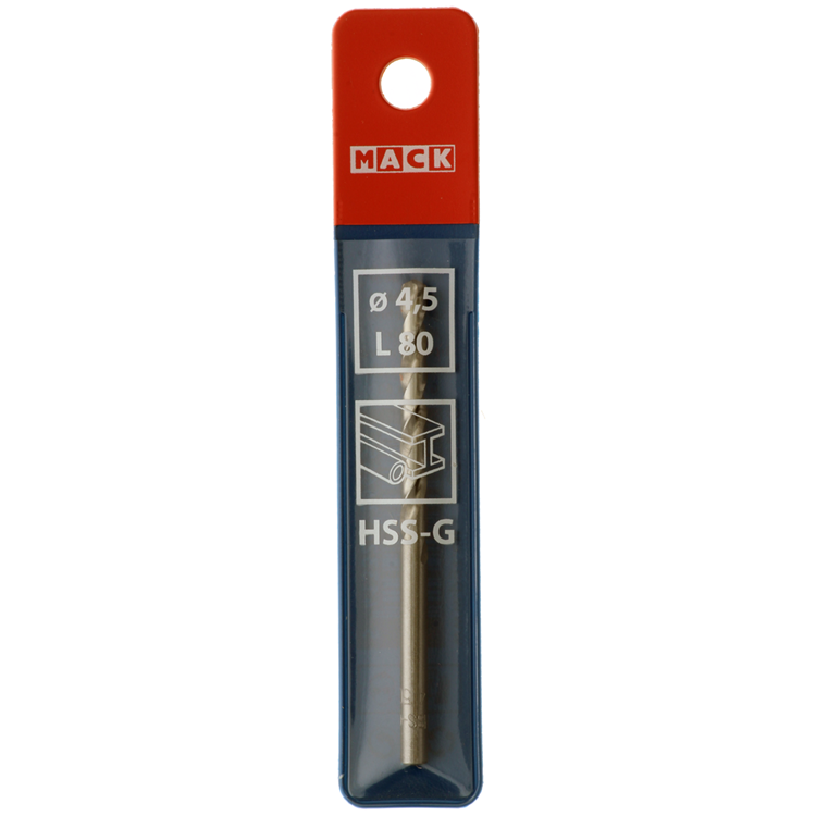 Mack 1018405 - foret à métaux hss g din 338 ø 4,5 x 80 mm | 5 pièces