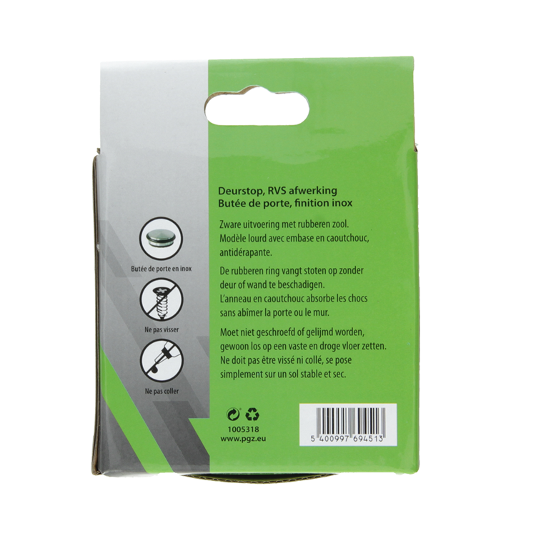 Mack 1005318 - butée de porte lourde aspect acier inoxydable 1,3 kg ø 95 mm 1 pièce pièce | 6 pièces