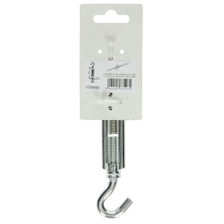 Mack 1008496 - 1 œillet tendeur + crochet m10 x 80mm galvanisé | 10 pièces